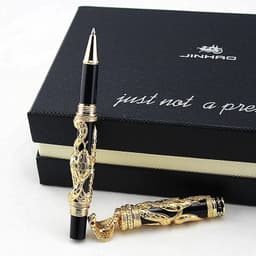 image-High Quality Jinhao Metal Snake Fountain Pen Luxury Calligraphy Ink pen Iraurita Cobra 3D Pattern Gift 0.5 Nib Office Supplies