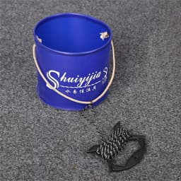 image-1 pcs 18cm Of Eva Folding Bucket With Rope Belt Outdoor Folding Bag Carp Fishing Tackle Box Camping Fishing Accessories