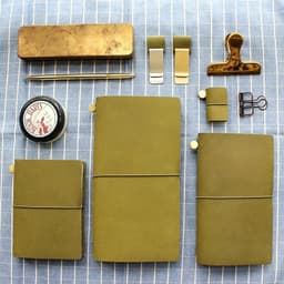 image-Fromthenon Travelers Notebook Olive Green Leather Planner 2024 Cowhide Note for Midori Diary Traveler Personal Journal