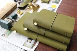 image-Fromthenon Travelers Notebook Olive Green Leather Planner 2024 Cowhide Note for Midori Diary Traveler Personal Journal