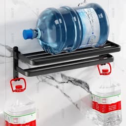 image-Towel Rack 40-60 CM Folding Holder With Hook Bathroom Accessories Wall Mount Rail Shower Hanger Aluminum Bar Matte Black Shelf