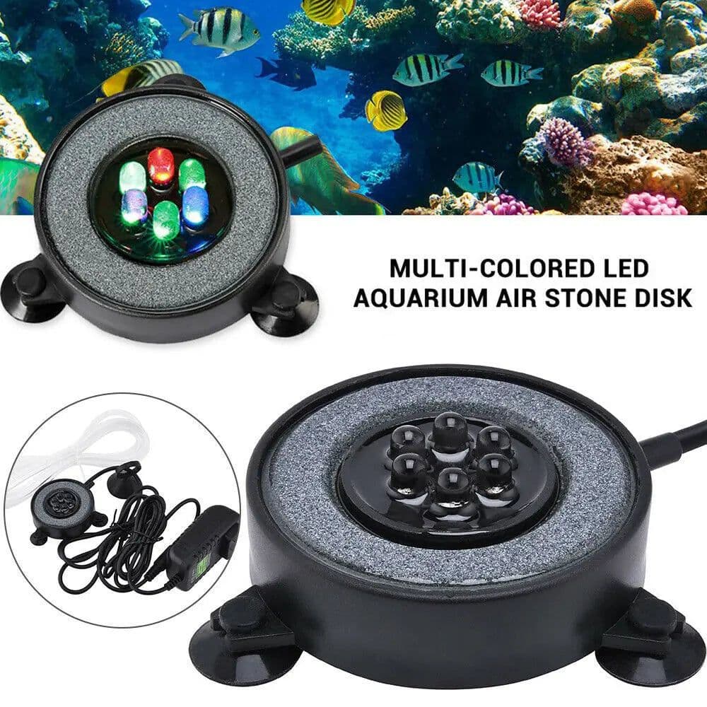 image-Color Changing LED Air Bubble Light Underwater Submersible Fish Tank Light Aquarium Air Bubble Lamp Making Oxygen for Fish Tank