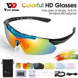 image-WEST BIKING Cycling Glasses Polarized Glasses 5 lens Outdoor Bicycle Sunglasses MTB Road Bike Ciclismo Men Women Cycling Eyewear