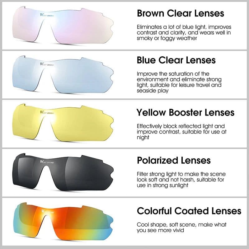 image-WEST BIKING Cycling Glasses Polarized Glasses 5 lens Outdoor Bicycle Sunglasses MTB Road Bike Ciclismo Men Women Cycling Eyewear
