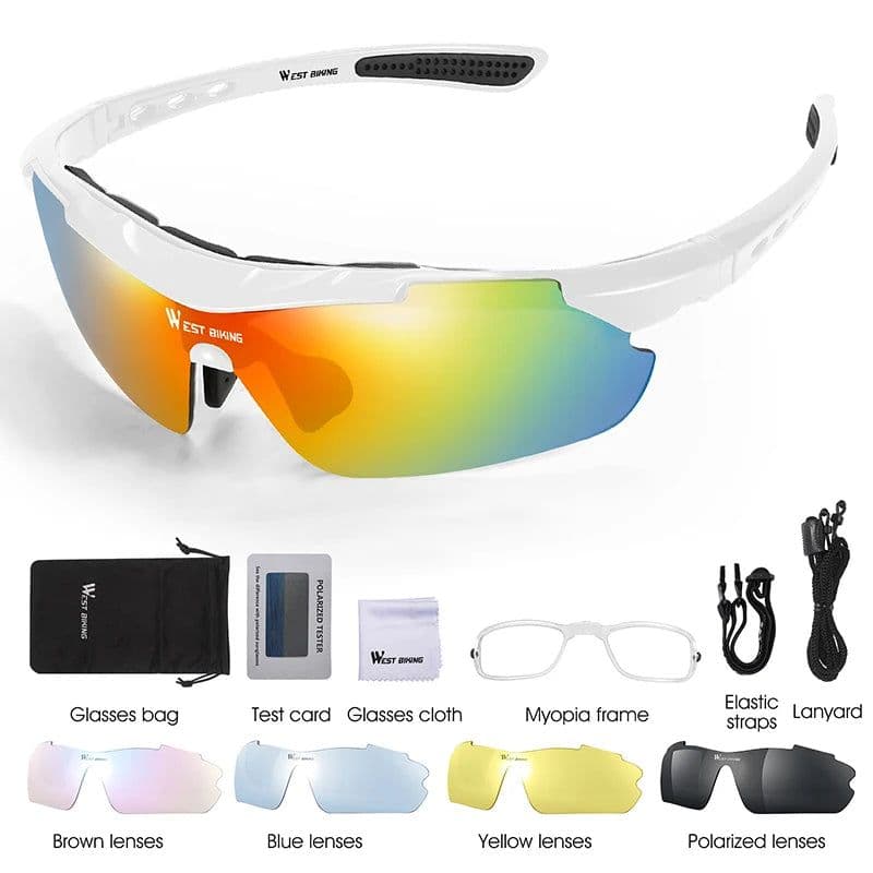 image-WEST BIKING Cycling Glasses Polarized Glasses 5 lens Outdoor Bicycle Sunglasses MTB Road Bike Ciclismo Men Women Cycling Eyewear