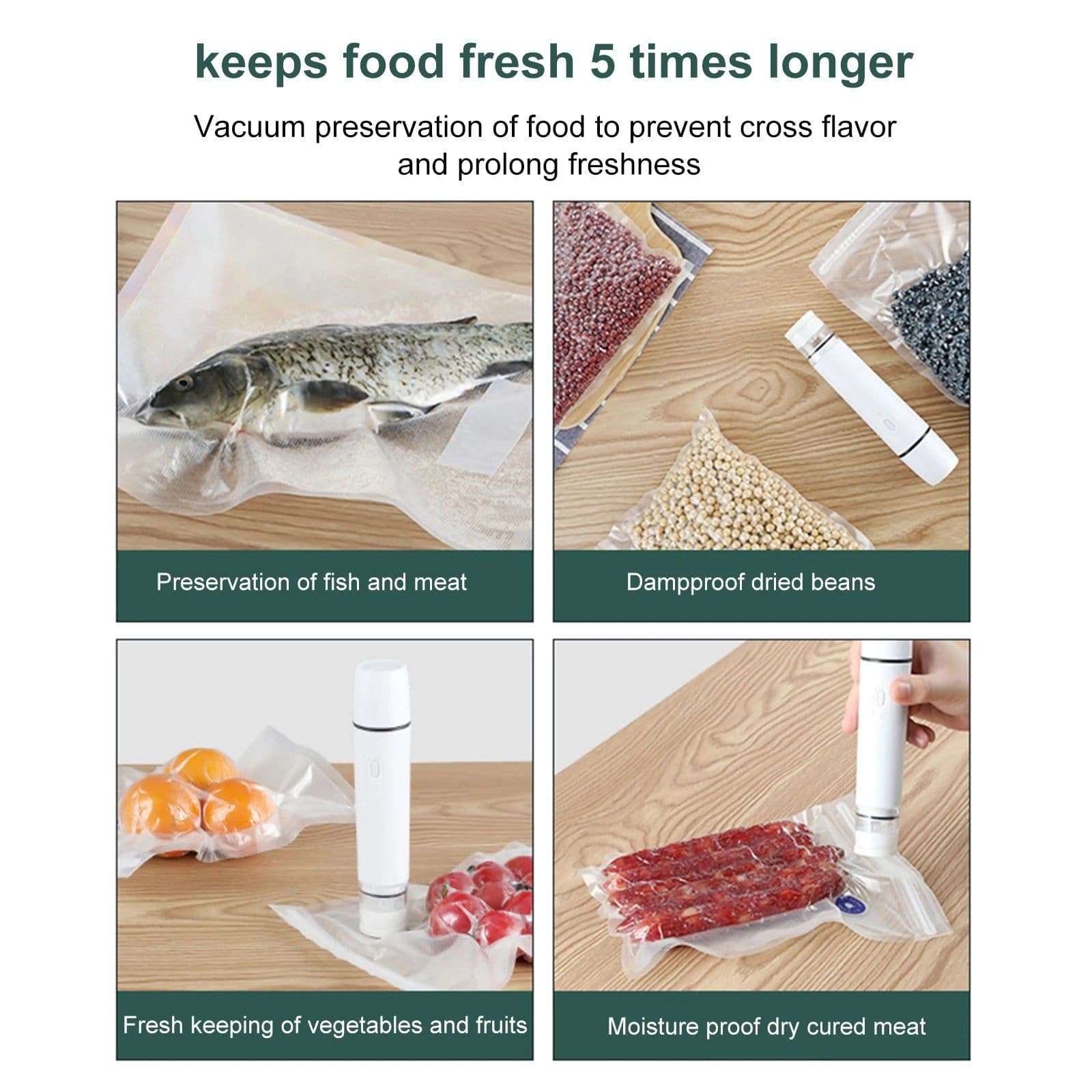 image-Electric Automatic Vacuum Sealer Handheld Food Bag Sealed Wand Wet And Dry Use Seafood Seal Packing Tool Travel Kichen Gadgets