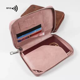 image-Multifunctional Rfid Anti-Theft Brush Passport Holder Document Bag Travel Wallet Zipper Storage Bag Leather Case Passport Holder