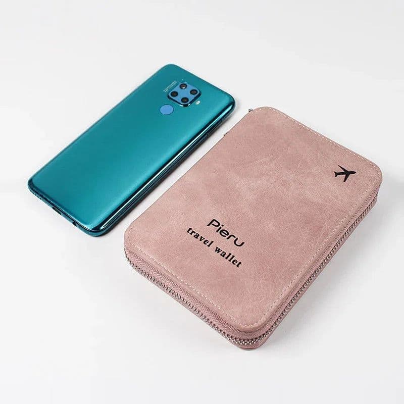 image-Multifunctional Rfid Anti-Theft Brush Passport Holder Document Bag Travel Wallet Zipper Storage Bag Leather Case Passport Holder
