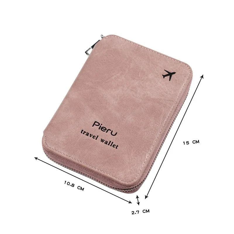 image-Multifunctional Rfid Anti-Theft Brush Passport Holder Document Bag Travel Wallet Zipper Storage Bag Leather Case Passport Holder