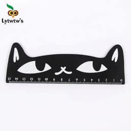 image-1 Pcs Lytwtw's Cute Kawaii Black Cat Kitten Straight Ruler Wooden Tools Cartoon Sewing Drawing Office School Stationery supplies