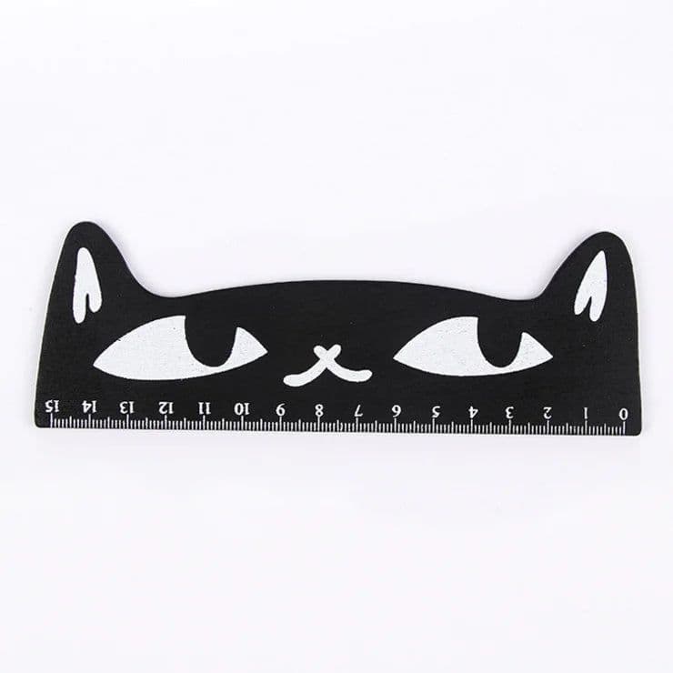 image-1 Pcs Lytwtw's Cute Kawaii Black Cat Kitten Straight Ruler Wooden Tools Cartoon Sewing Drawing Office School Stationery supplies