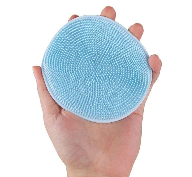 image-Silicone Body Scrubber Natural Bristles Skin Exfoliator Scrub Shower Sponge Brush Silicone Bath Shower Brush