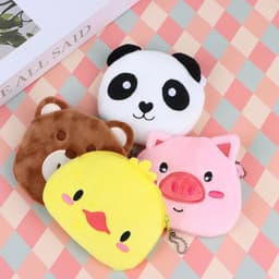 image-Soft Plush Panda Bear Pig Duck Cartoon Women Coin Purse Mini Cute Zipper Girls Coin Wallet USB Cable Bag Key Wallets Accessor