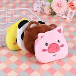 image-Soft Plush Panda Bear Pig Duck Cartoon Women Coin Purse Mini Cute Zipper Girls Coin Wallet USB Cable Bag Key Wallets Accessor