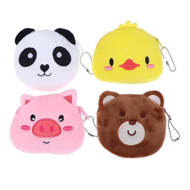 image-Soft Plush Panda Bear Pig Duck Cartoon Women Coin Purse Mini Cute Zipper Girls Coin Wallet USB Cable Bag Key Wallets Accessor