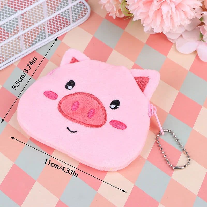image-Soft Plush Panda Bear Pig Duck Cartoon Women Coin Purse Mini Cute Zipper Girls Coin Wallet USB Cable Bag Key Wallets Accessor
