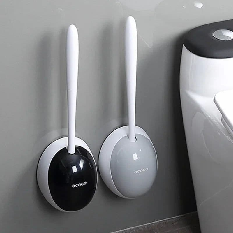 image-Silicone Toilet Brush For WC Accessories Drainable Toilet Brush Wall-Mounted Cleaning Tools Home Bathroom Accessories Sets