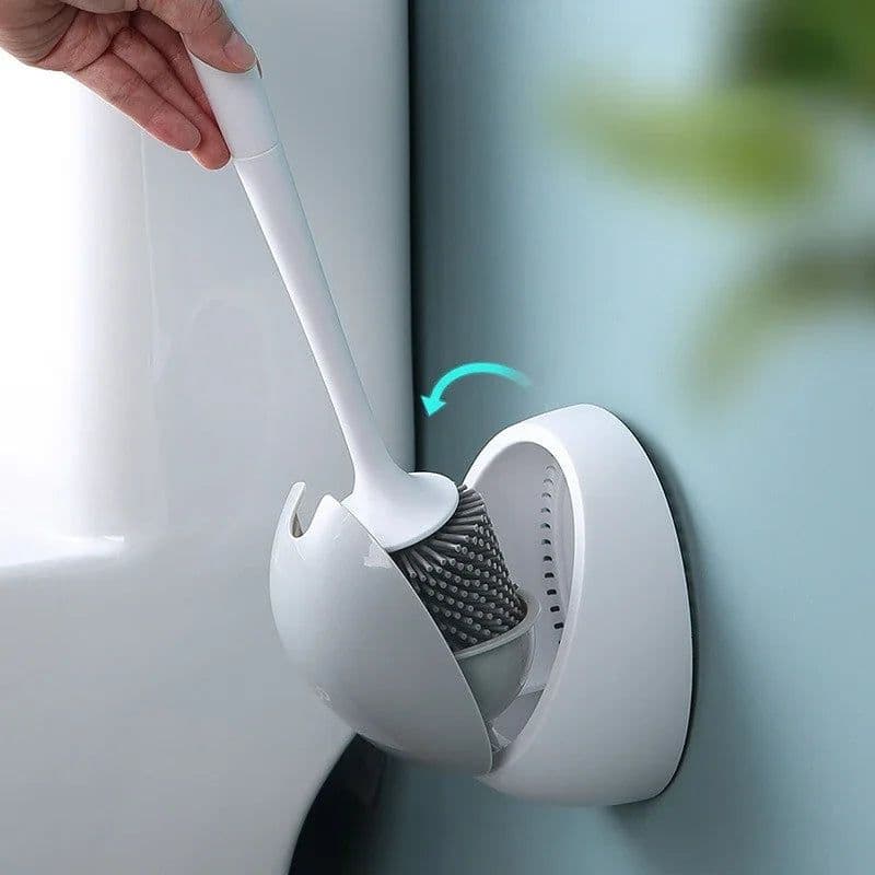 image-Silicone Toilet Brush For WC Accessories Drainable Toilet Brush Wall-Mounted Cleaning Tools Home Bathroom Accessories Sets