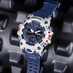 image-Sport Watch Military Watch For Men Alarm Clock Stopwatch LED Digital Back Light Dual Time Display 8008 Men's Watches Waterproof