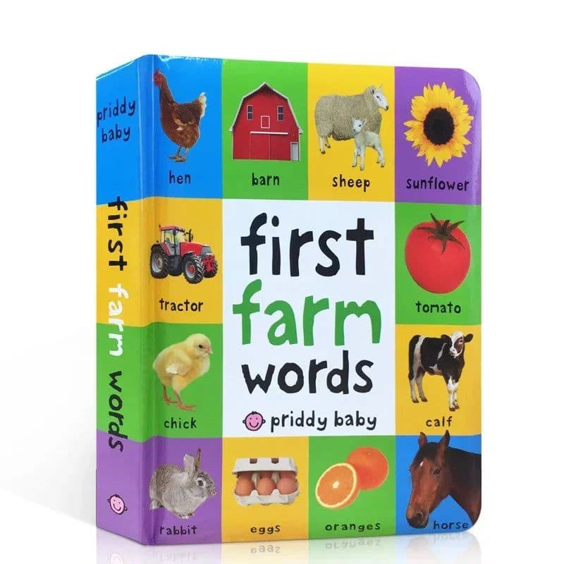 image-First 100 English Words Learning Books for Kids Animals Colors Numbers Language Teaching Aids Picture Cardboard Book Montessori