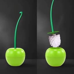 image-Red Toilet brush toilet holder bathroom accessories Creative Lovely Cherry Shape Lavatory Brush Toilet Brush Holder Set