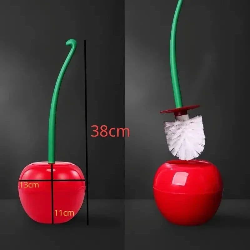 image-Red Toilet brush toilet holder bathroom accessories Creative Lovely Cherry Shape Lavatory Brush Toilet Brush Holder Set
