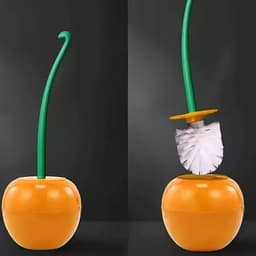 image-Red Toilet brush toilet holder bathroom accessories Creative Lovely Cherry Shape Lavatory Brush Toilet Brush Holder Set