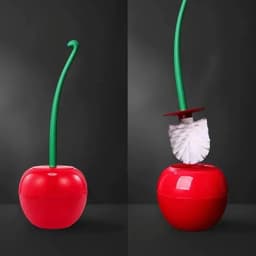 image-Red Toilet brush toilet holder bathroom accessories Creative Lovely Cherry Shape Lavatory Brush Toilet Brush Holder Set