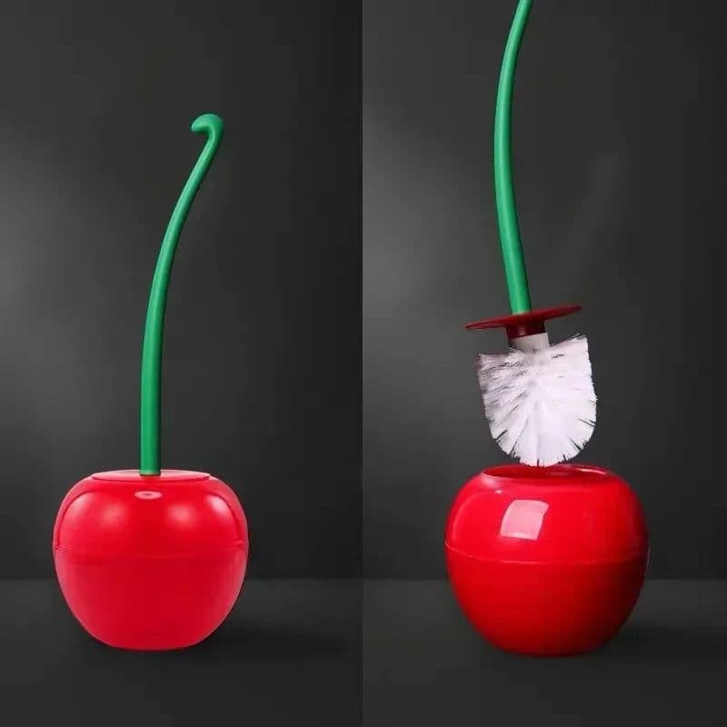 image-Red Toilet brush toilet holder bathroom accessories Creative Lovely Cherry Shape Lavatory Brush Toilet Brush Holder Set