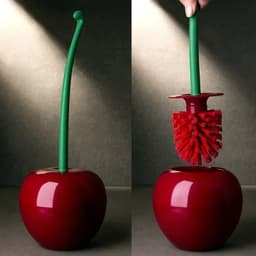 image-Red Toilet brush toilet holder bathroom accessories Creative Lovely Cherry Shape Lavatory Brush Toilet Brush Holder Set
