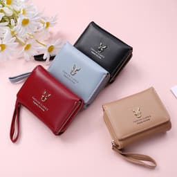 image-Luxury Brand Women's Small Wallet Female Card Holder Short Wallets with Coin Purse for Woman Ladies PU Leather Hasp Mini Clutch
