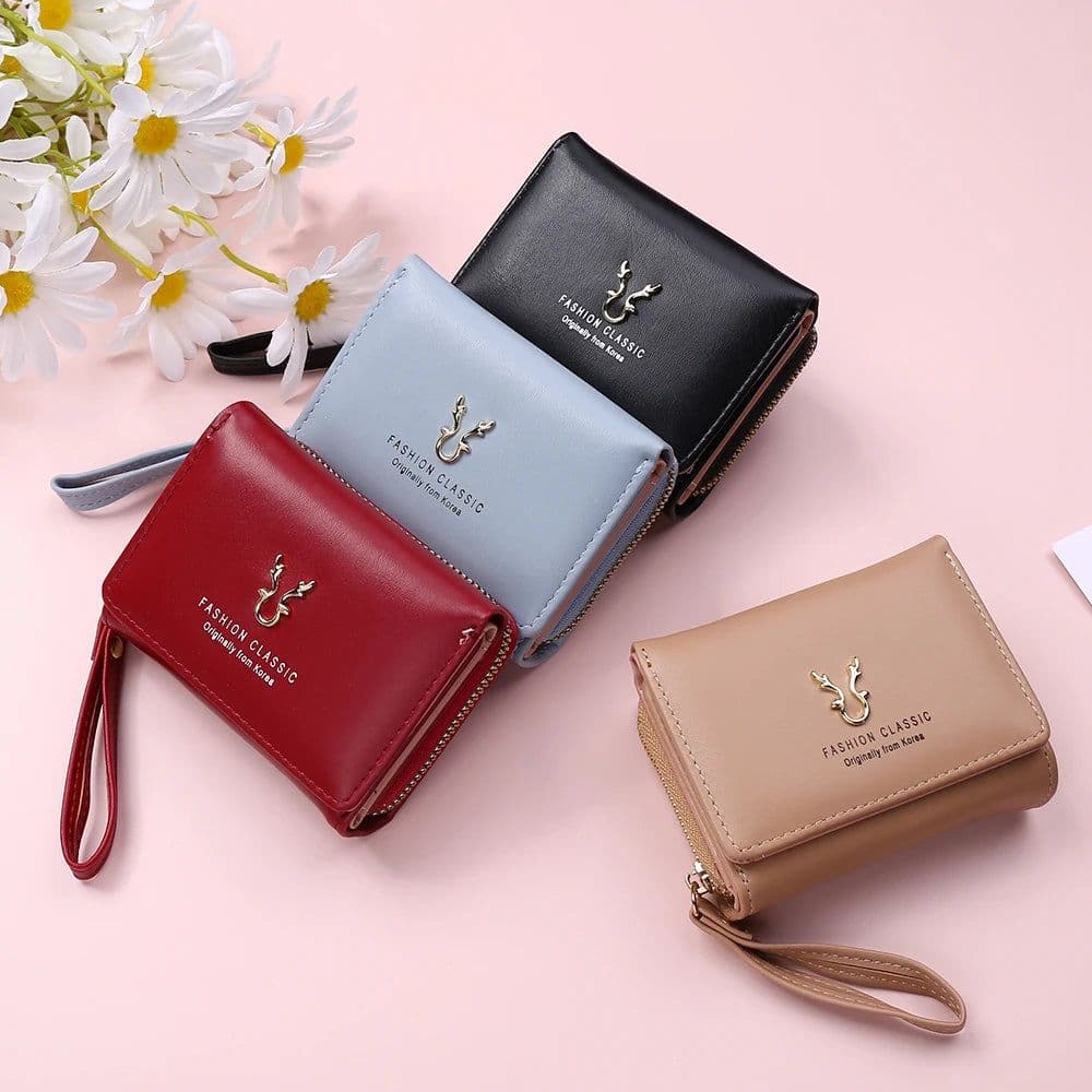 image-Luxury Brand Women's Small Wallet Female Card Holder Short Wallets with Coin Purse for Woman Ladies PU Leather Hasp Mini Clutch