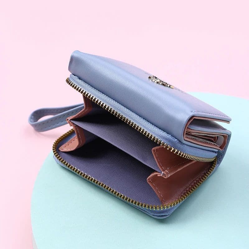 image-Luxury Brand Women's Small Wallet Female Card Holder Short Wallets with Coin Purse for Woman Ladies PU Leather Hasp Mini Clutch