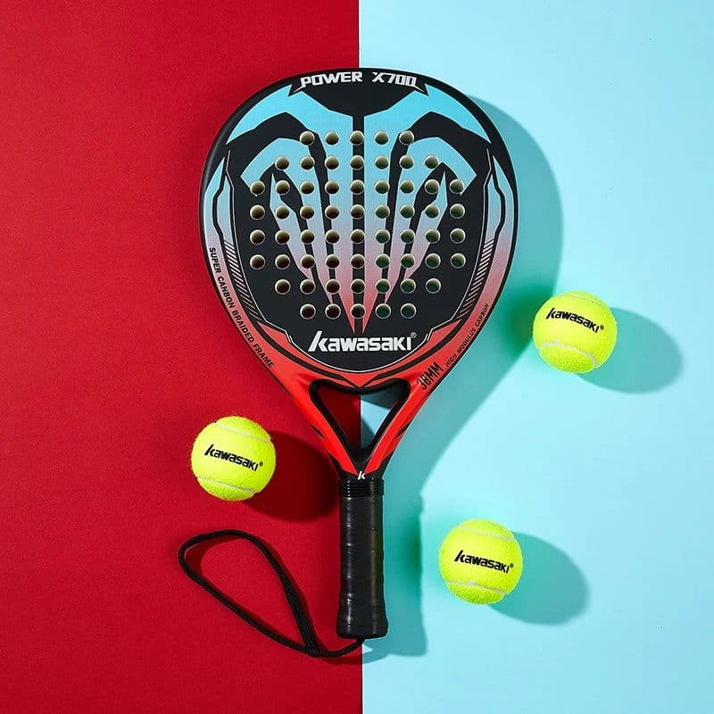 image-New Kawasaki Padel Tennis Carbon Fiber Soft EVA Face Tennis Paddle Racquet Racket with Padle Bag Cover With Free Gift