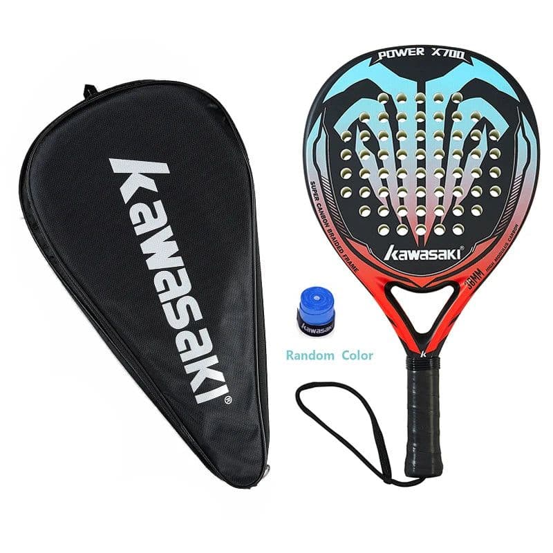 image-New Kawasaki Padel Tennis Carbon Fiber Soft EVA Face Tennis Paddle Racquet Racket with Padle Bag Cover With Free Gift