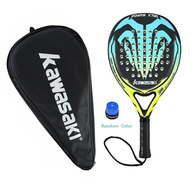 image-New Kawasaki Padel Tennis Carbon Fiber Soft EVA Face Tennis Paddle Racquet Racket with Padle Bag Cover With Free Gift