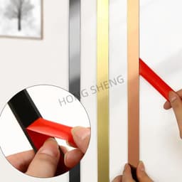 image-1 Roll 2.44m Gold Wall Sticker Stainless Background TV Wall Ceiling Edge Strip Waist Line Plane Tile Sticker Room Decoration