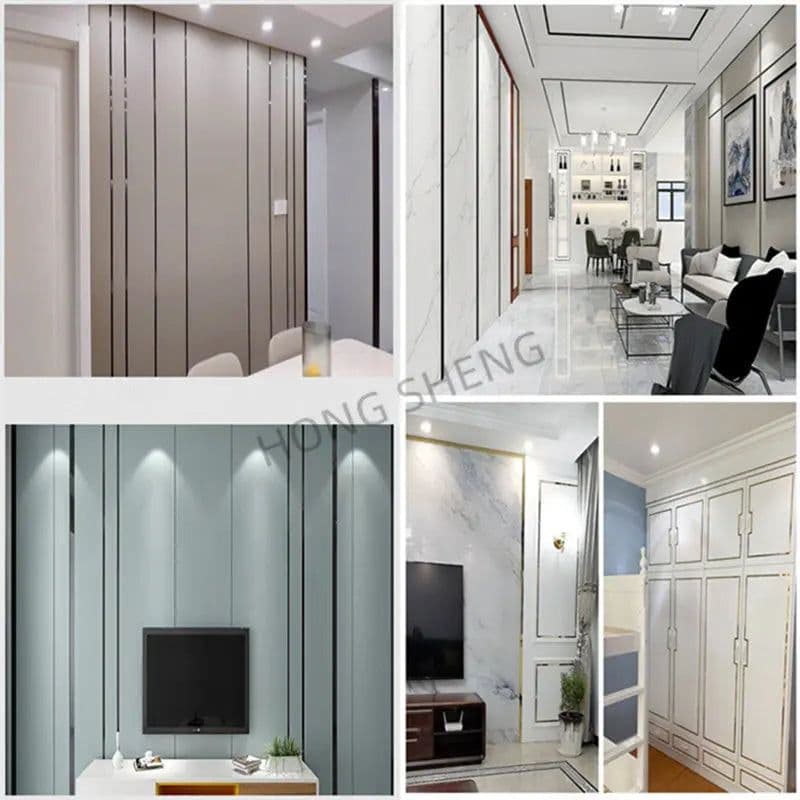 image-1 Roll 2.44m Gold Wall Sticker Stainless Background TV Wall Ceiling Edge Strip Waist Line Plane Tile Sticker Room Decoration