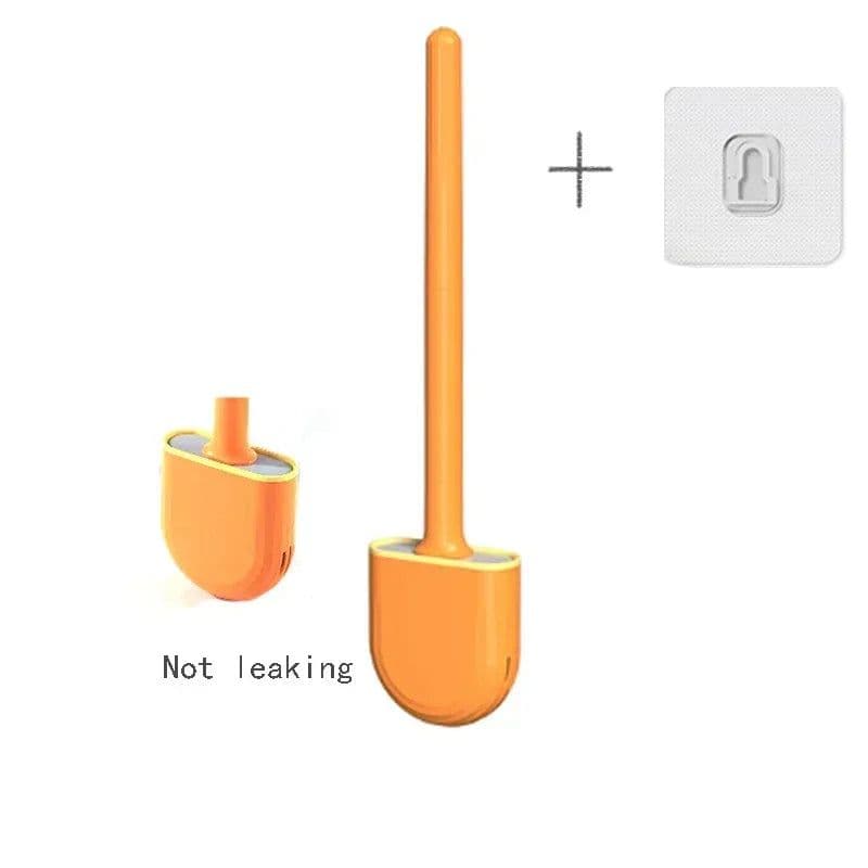 image-Hanging Silicone Toilet Brush Cleaner with Long Handle Flexible Cleaner Bathroom Brush Quick Drying Holder Bathroom Accessories