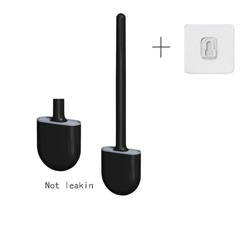 image-Hanging Silicone Toilet Brush Cleaner with Long Handle Flexible Cleaner Bathroom Brush Quick Drying Holder Bathroom Accessories
