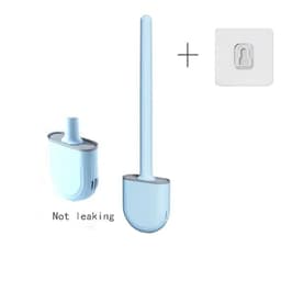 image-Hanging Silicone Toilet Brush Cleaner with Long Handle Flexible Cleaner Bathroom Brush Quick Drying Holder Bathroom Accessories