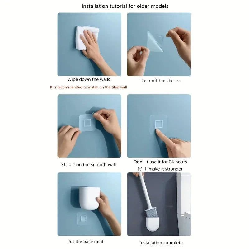 image-Hanging Silicone Toilet Brush Cleaner with Long Handle Flexible Cleaner Bathroom Brush Quick Drying Holder Bathroom Accessories