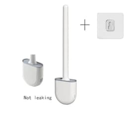 image-Hanging Silicone Toilet Brush Cleaner with Long Handle Flexible Cleaner Bathroom Brush Quick Drying Holder Bathroom Accessories