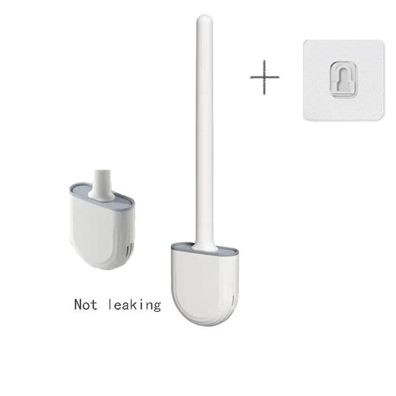 image-Hanging Silicone Toilet Brush Cleaner with Long Handle Flexible Cleaner Bathroom Brush Quick Drying Holder Bathroom Accessories