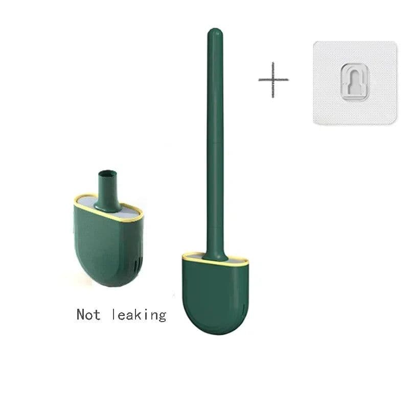 image-Hanging Silicone Toilet Brush Cleaner with Long Handle Flexible Cleaner Bathroom Brush Quick Drying Holder Bathroom Accessories