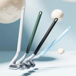 image-Golf Silicone Toilet Brushes Set Long Handled Toilet Cleaning Brush Black Modern Hygienic Bathroom Accessories