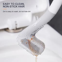 image-Golf Silicone Toilet Brushes Set Long Handled Toilet Cleaning Brush Black Modern Hygienic Bathroom Accessories