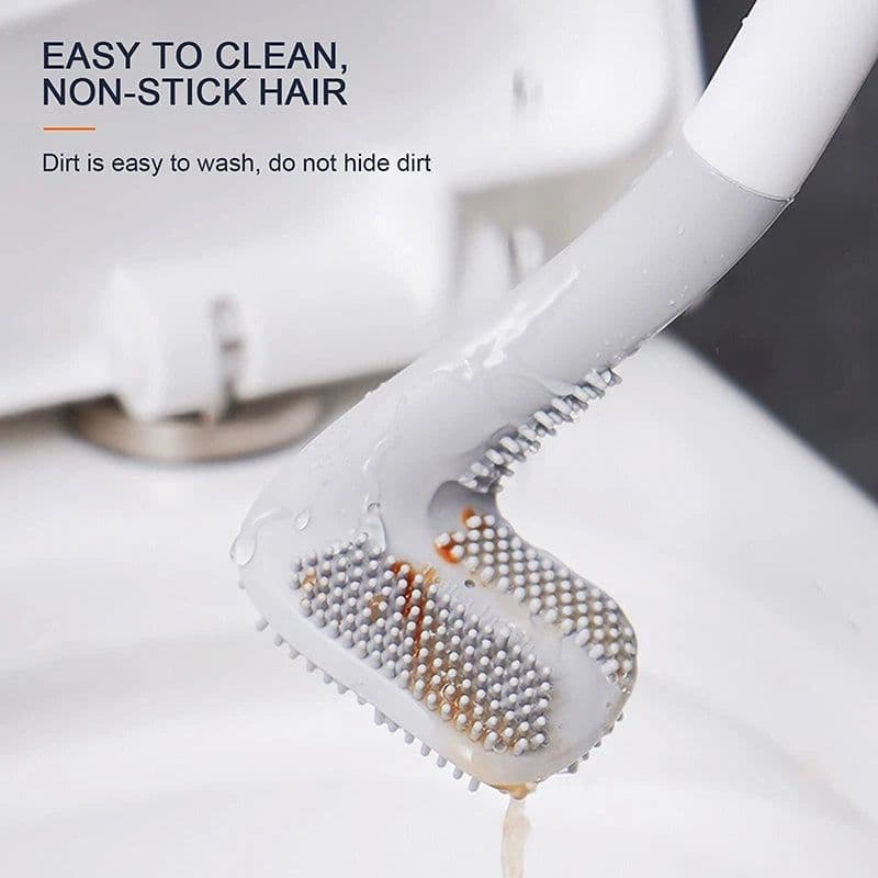 image-Golf Silicone Toilet Brushes Set Long Handled Toilet Cleaning Brush Black Modern Hygienic Bathroom Accessories