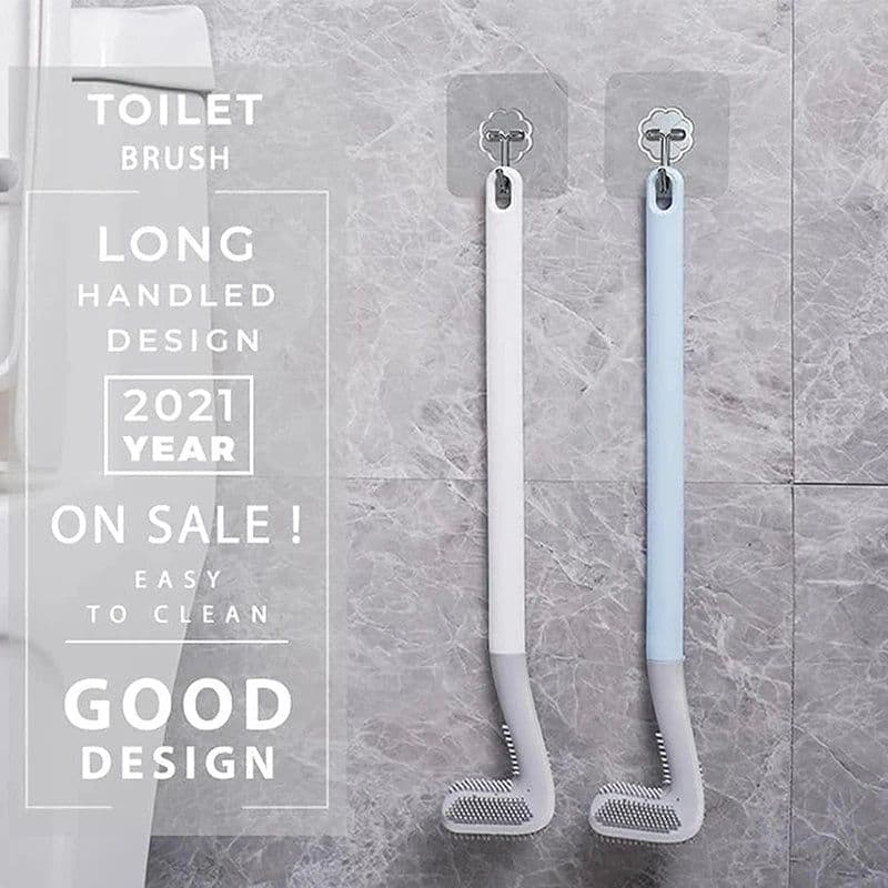 image-Golf Silicone Toilet Brushes Set Long Handled Toilet Cleaning Brush Black Modern Hygienic Bathroom Accessories