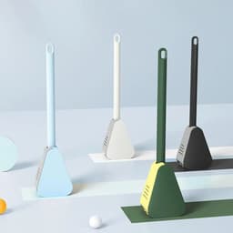 image-Golf Silicone Toilet Brushes Set Long Handled Toilet Cleaning Brush Black Modern Hygienic Bathroom Accessories
